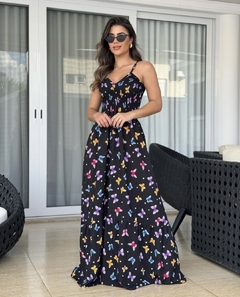 Vestido Borboleta Preto Tamanho único Crepinho - BM Store