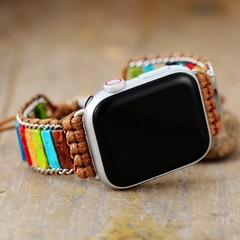 Pulseira de relógio Apple de pedra natural 38 mm/45 mm Bohemia com contas pulse - Achadinhos Bombando