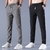 Calça Comprida De Seda Fria Casual Masculina Reta Larga De Verão Slim-Fit Esticada Esportiva