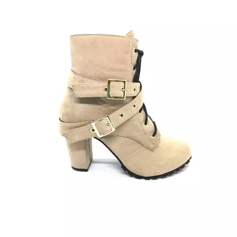 Bota coturno feminina tratorada com fivela sem fivela salto grosso