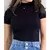 Blusa Feminina Manga Curta Gola Alta Canelada - comprar online