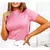 Imagem do Blusa Feminina Manga Curta Gola Alta Canelada