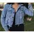 Imagem do Jaqueta jeans manga longa destroyed / cropped moda blogueira