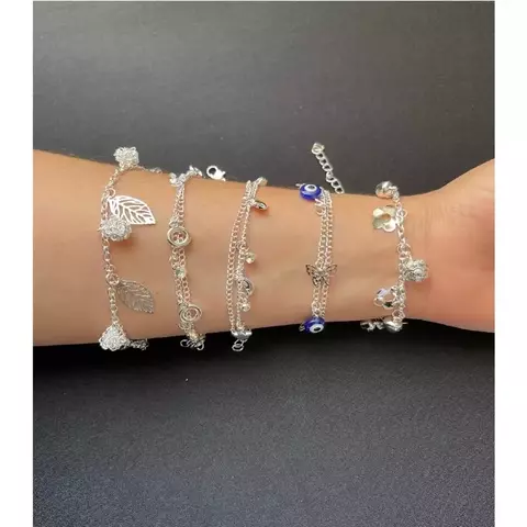 Kit 5 Pulseiras Banhada Prata 925 -Sortidos