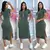 vestido Midi Liso Com Fenda Lateral e Com Bolso na internet