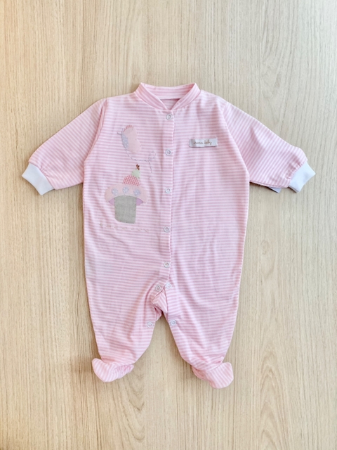 Macacão Bebê Malha Listradinha Rosa da Joaninha (RN)