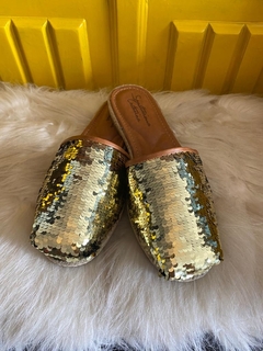 Alpargata Paetê Dourado - Solado com corda