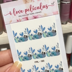 Película de unha floral tons azuis FRL - 193