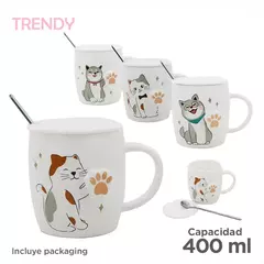 Taza trendy gatito con cuchara - comprar online