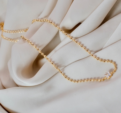 Choker bolinha com 1 zircônia