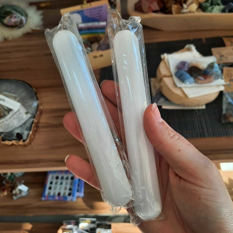 MASSAGEADOR DE SELENITA - PONTA ARREDONDADA 15CM