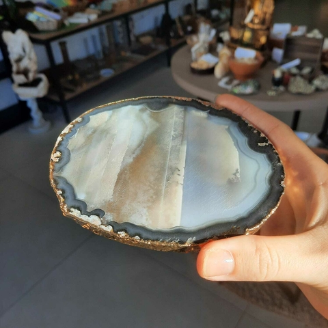 Platter Chapa de Ágata - Bordas Banhadas
