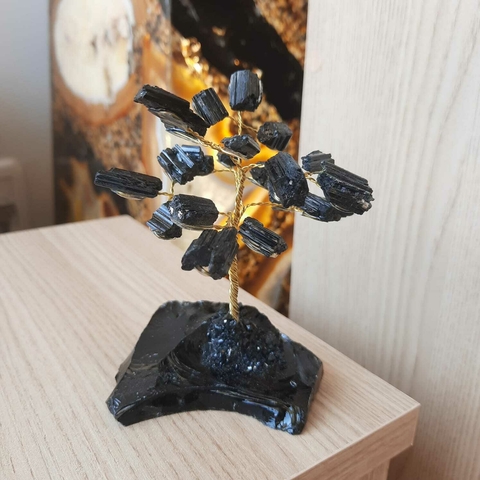 BONSAI TURMALINA NA BASE DE OBSIDIANA