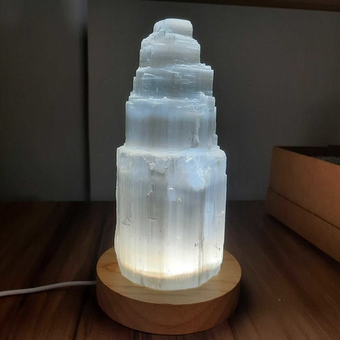 LUMINÁRIA SELENITA 15 CM - BASE LED BRANCA