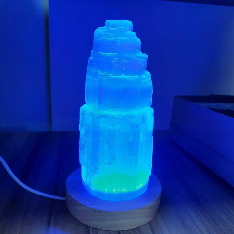 LUMINÁRIA SELENITA 15 CM - BASE LED COLORIDA