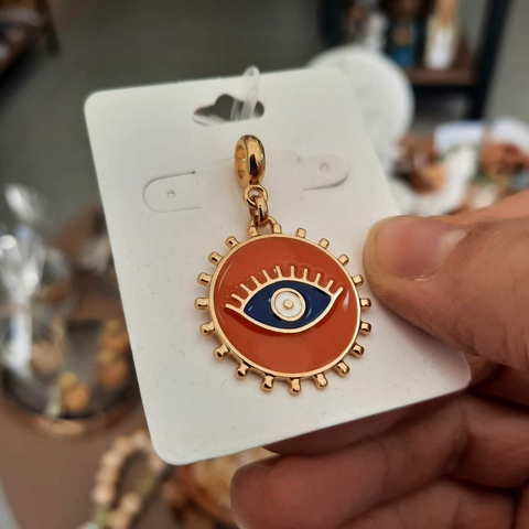 PINGENTE OLHO GREGO RESINA LARANJA - AB