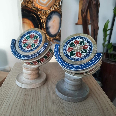 Porta Copos Pedestal - Pedra Sabão