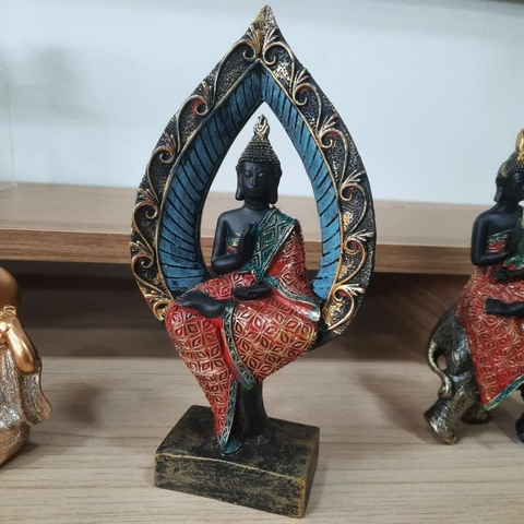 Buda Sidarta no Trono - Ouro Velho - Resina