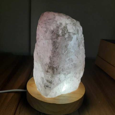 LUMINÁRIA QUARTZO ROSA - BASE LED BRANCA