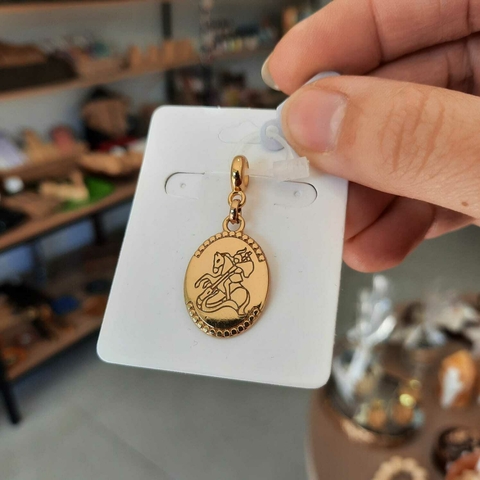 Pingente São Jorge medalha - Dourado