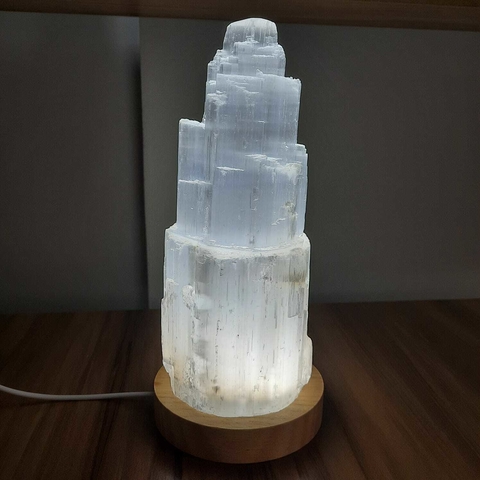 LUMINÁRIA SELENITA 20 CM - BASE LED BRANCA