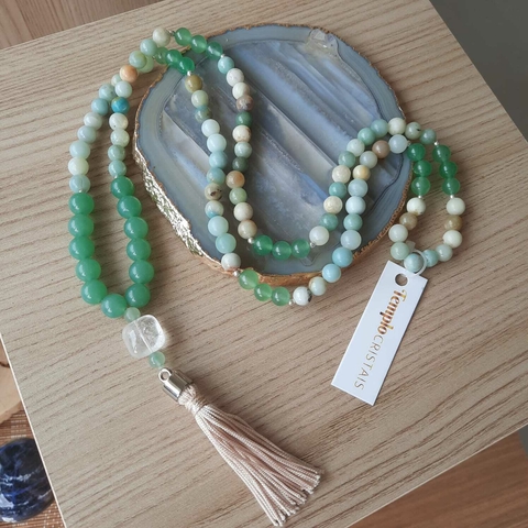 Japamala 108 Contas - Quartzo Verde com Amazonita