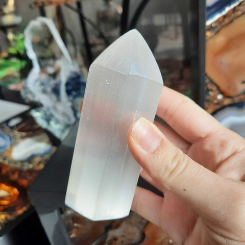 PONTA POLIDA DE SELENITA 10CM