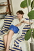 Manta Rayada Azul - comprar online