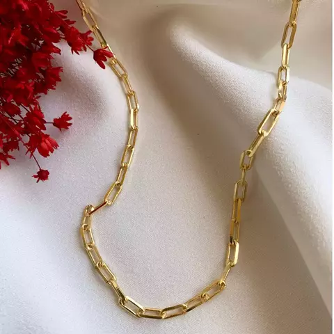 Choker Elos Retangular- Banhado a Ouro 18K