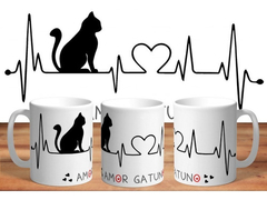 Taza Amor Gatuno, Gatos Love De Cerámica.