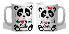 Combo Tazas Parejas, Dos Tazas Pandas De Cerámica