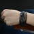 Pulseiras masculinas de design clássico com cruz em couro genuíno e aço inoxidável com fecho magnético - loja online
