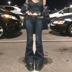 Jeans Flare de cintura baixa Y2K Estética Retro anos 2000 Cute Denim Moletom St