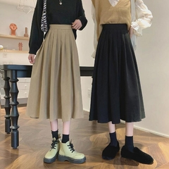 Imagem do Lucyever Moda Cintura Alta Saia Plissada Feminina Coreana Elegante Estilo Colleg