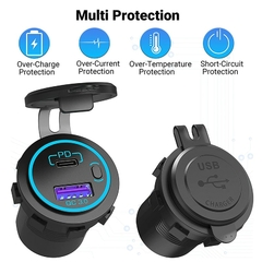 Tomada de carregador USB de 48 W Adaptador de carga rápida à prova d'água - comprar online