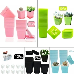 10 PC multi quadrado colorido berçário vaso de flores de plástico berçário - WORLD EXPRESS BRASIL