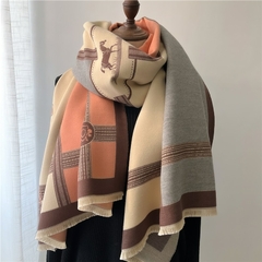Imagem do Cachecol de inverno feminino floral pashmina xales e wraps caxemira grosso quent