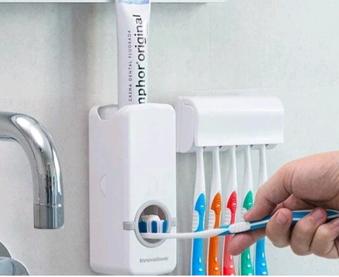 Dispenser Automático Pasta De Dente + Suporte De Escovas