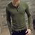 2021 Camiseta Slim Manga Longa Camiseta Masculina Decote em V Respirável Tamanh na internet