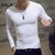 2021 Camiseta Slim Manga Longa Camiseta Masculina Decote em V Respirável Tamanh - comprar online