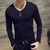 2021 Camiseta Slim Manga Longa Camiseta Masculina Decote em V Respirável Tamanh - comprar online