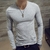 2021 Camiseta Slim Manga Longa Camiseta Masculina Decote em V Respirável Tamanh - nisswollrd