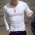 2021 Camiseta Slim Manga Longa Camiseta Masculina Decote em V Respirável Tamanh - loja online