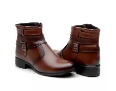 Bota Feminina Cano Curto Marrom zíper Lateral - comprar online