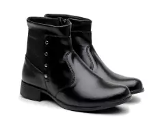 Bota Feminina Cano Curto Preto Tecido cacharrel