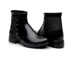 Bota Feminina Cano Curto Preto Tecido cacharrel - BellaBrasilcalcados