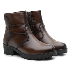 Bota Feminina Cano Curto Marrom Café Sola Tratorada