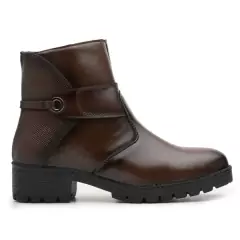Bota Feminina Cano Curto Marrom Café Sola Tratorada - comprar online