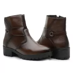 Bota Feminina Cano Curto Marrom Café Sola Tratorada na internet