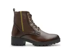 Bota Feminina Cano Curto Marrom Sola Tratorada Ziper Lateral - BellaBrasilcalcados